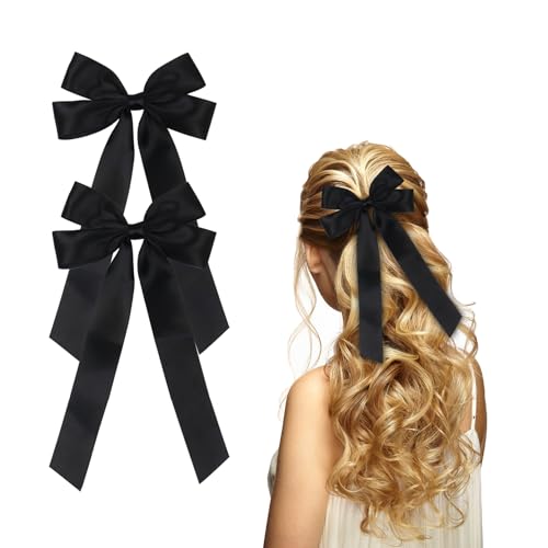 2 Stück Haarspange Schleife Haarschleifen Haarschmuck Damen, Schwarz Schleifen Spange Hair Bows Haarklammer für Frauen Mädchen(Schwarz) von Nwvuop