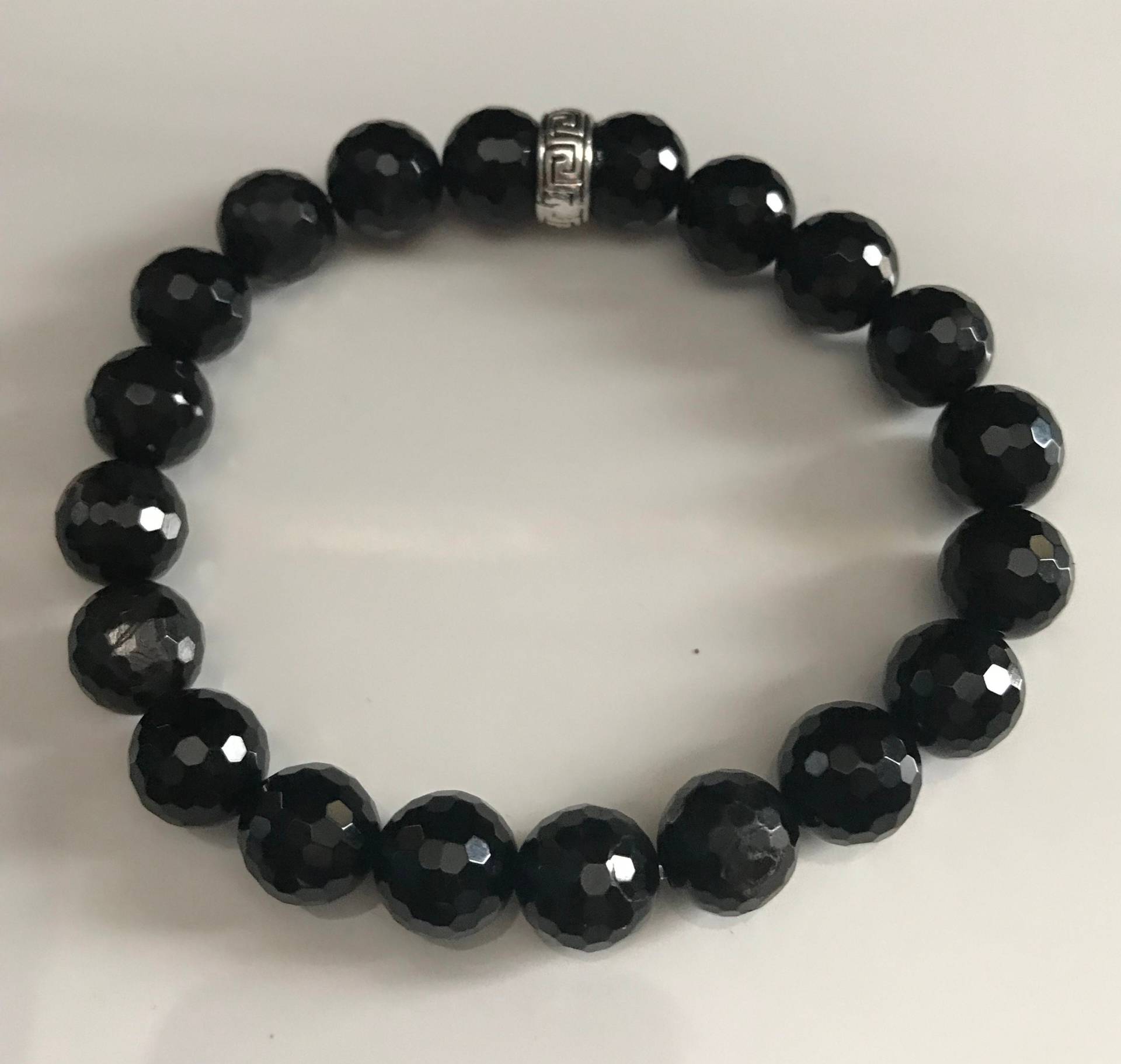 Echtes Onyx-Armband, 10mm Men Black Onyx Armband, Balkenarmband von Nxtlevelcollection