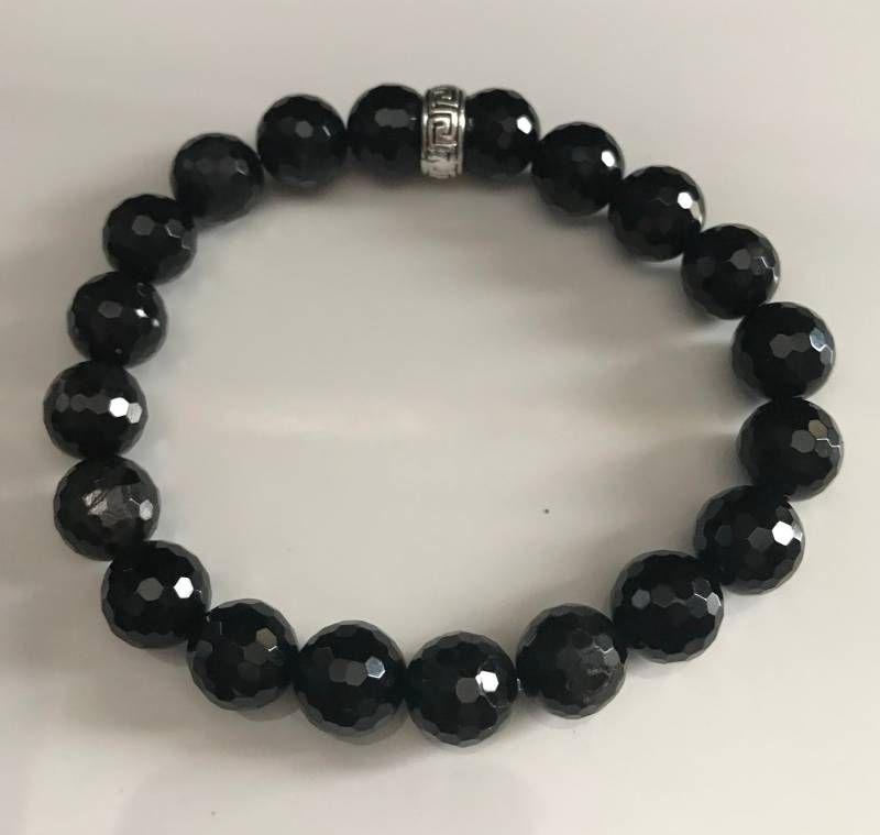 Echtes Onyx-Armband, 10mm Men Black Onyx Armband, Balkenarmband von Nxtlevelcollection