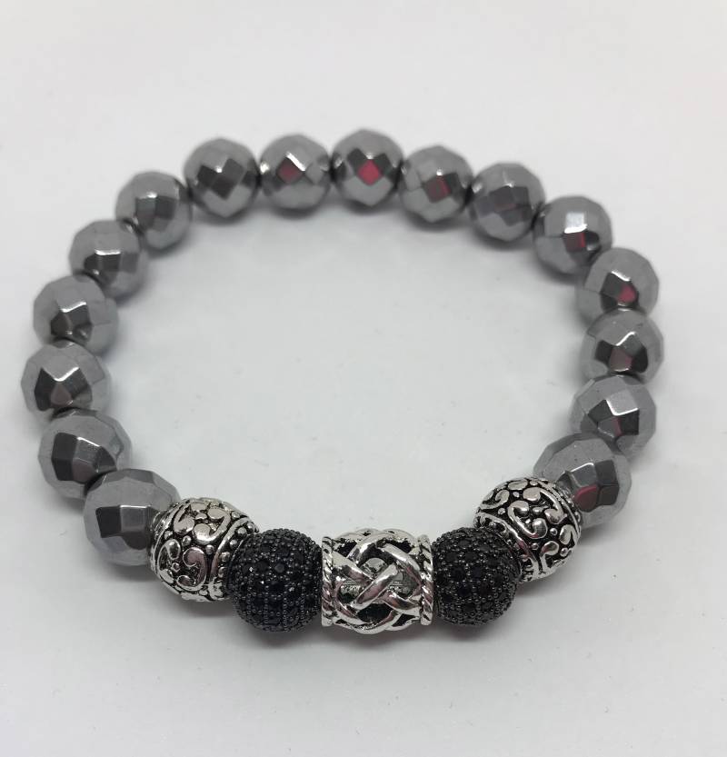 Hämatit Armband, Herren Silber Edelsteinarmband von Nxtlevelcollection