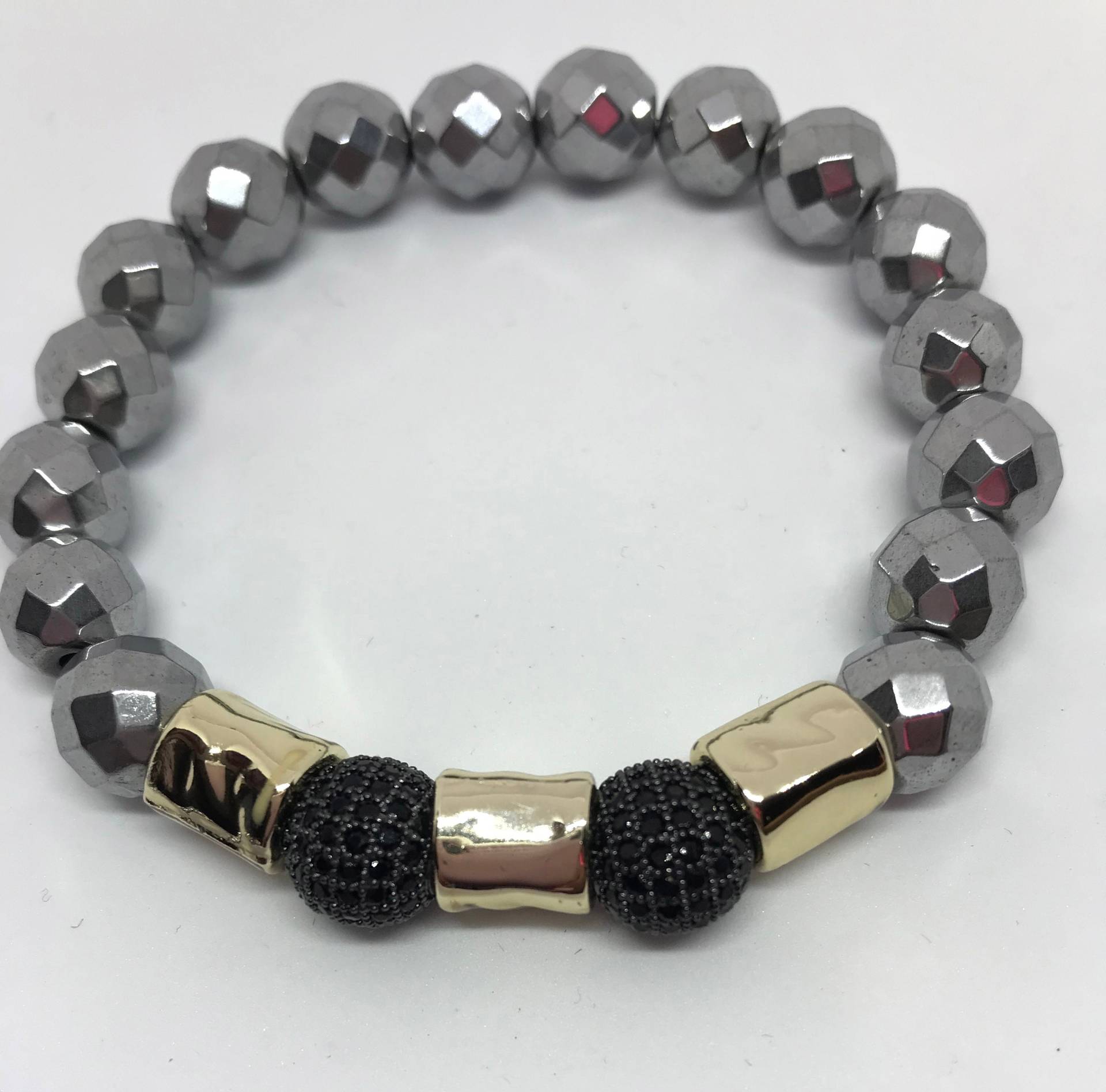 Herren-Perlen Hämatit Stretch-Armband von Nxtlevelcollection