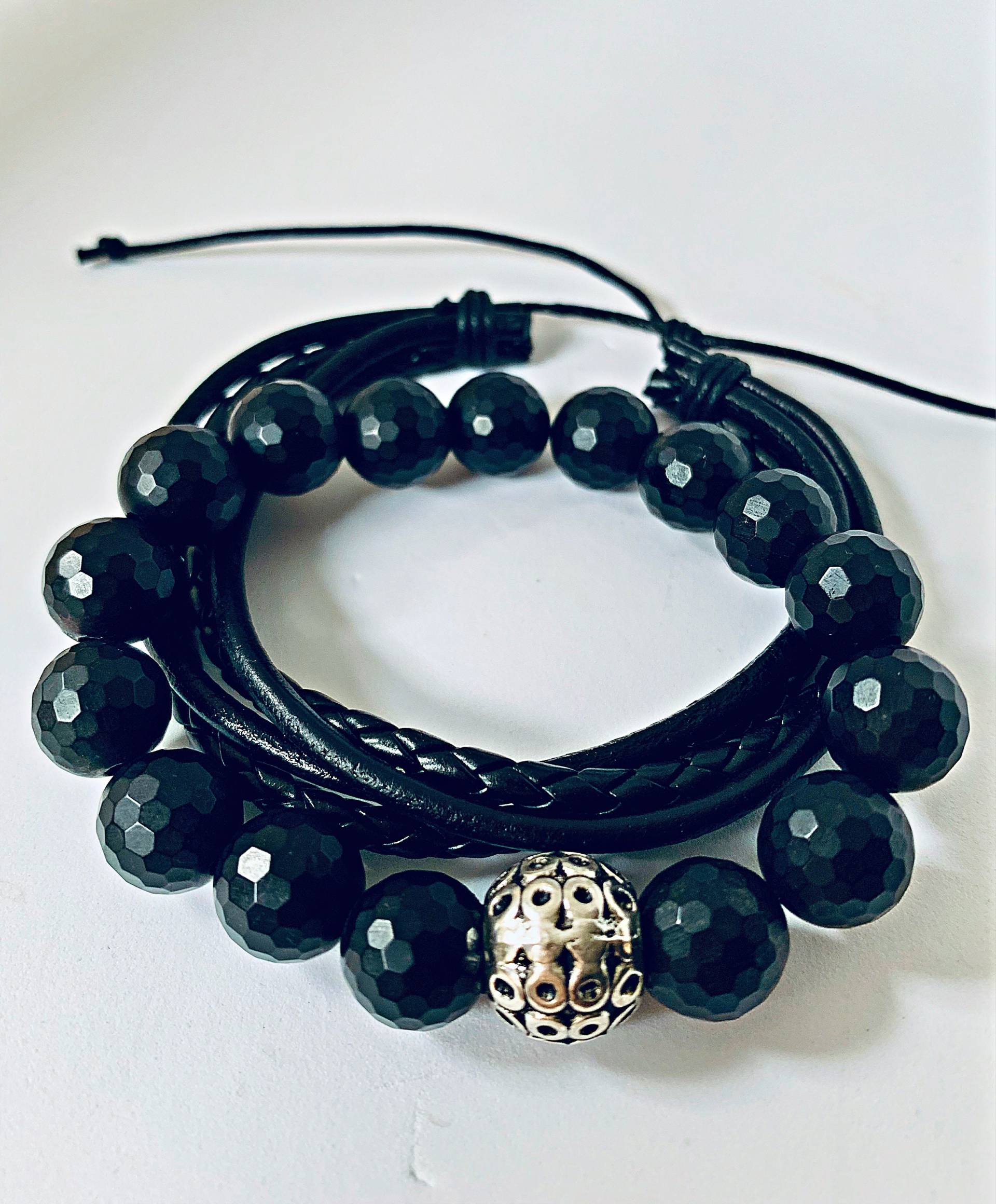 Men Es Onyx Armband, Vegan Leather Buy One Get Free von Nxtlevelcollection