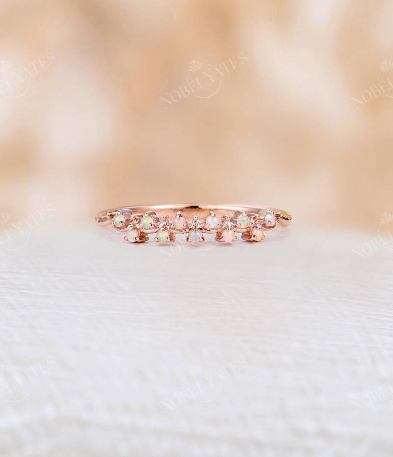 Vintage Opal Ehering 14K Rosegold Bandring Cluster Eternity Band Einzigartige Natürliche Opalring Versprechensring Jubiläumsring von NyFineJewelry