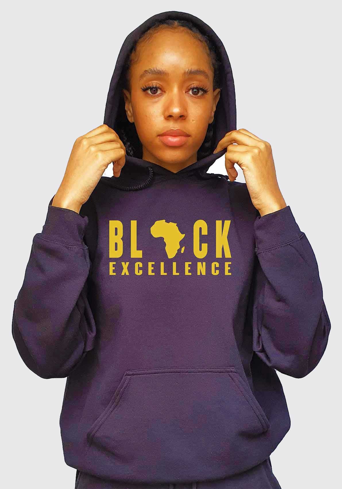 Damen Hoodie Mit Gold Vinyl Black Excellence - Hoodie, Kapuzenpullover, Positives Shirt, Trendy Sweatshirt Pullover von Nyagua