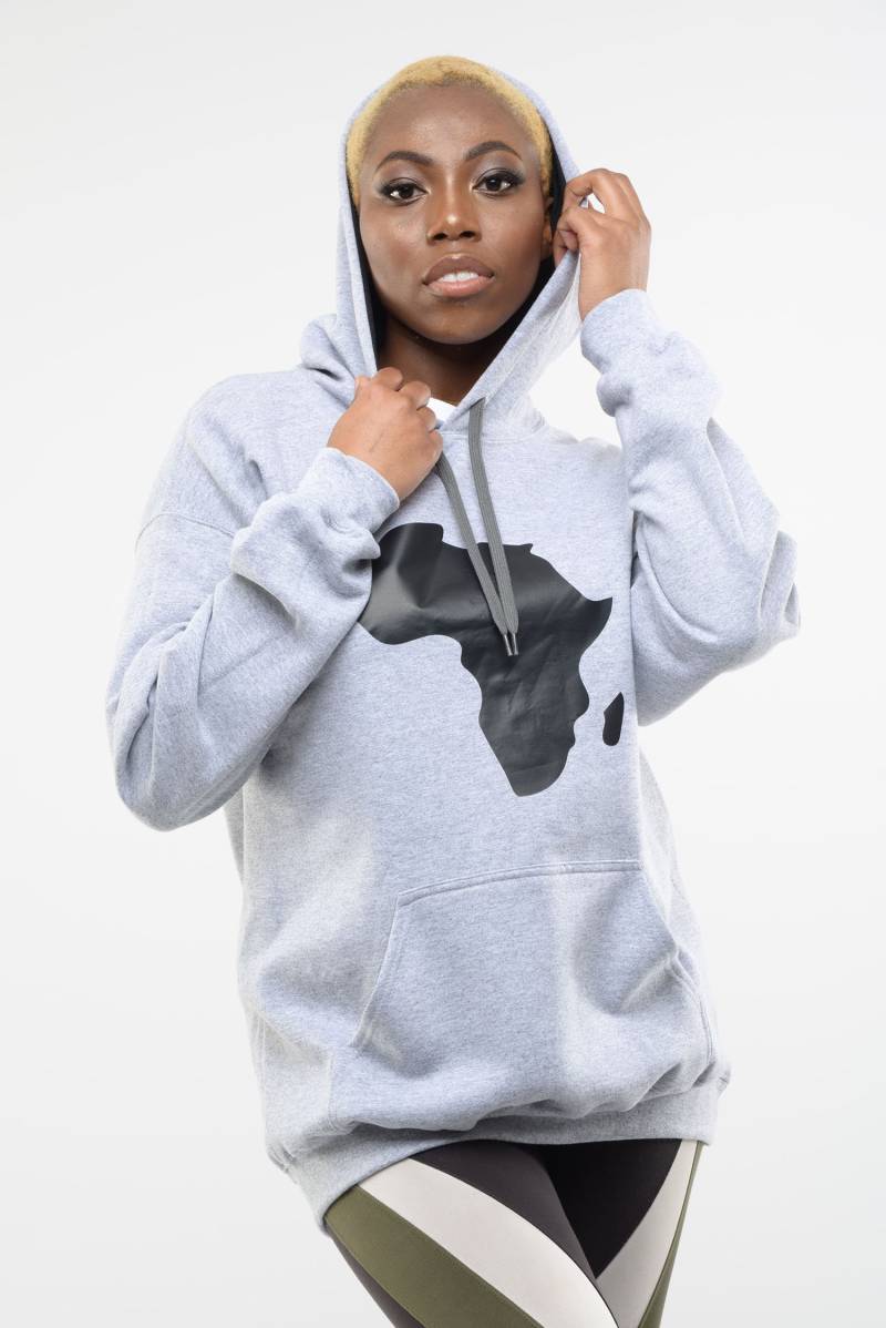 Damen Hoodie Mit Schwarzer Vinyl Karte Afrikas - Kapuzenpullover, Positives Shirt, Trendy Hoodie, Sweatshirt Pullover von Nyagua