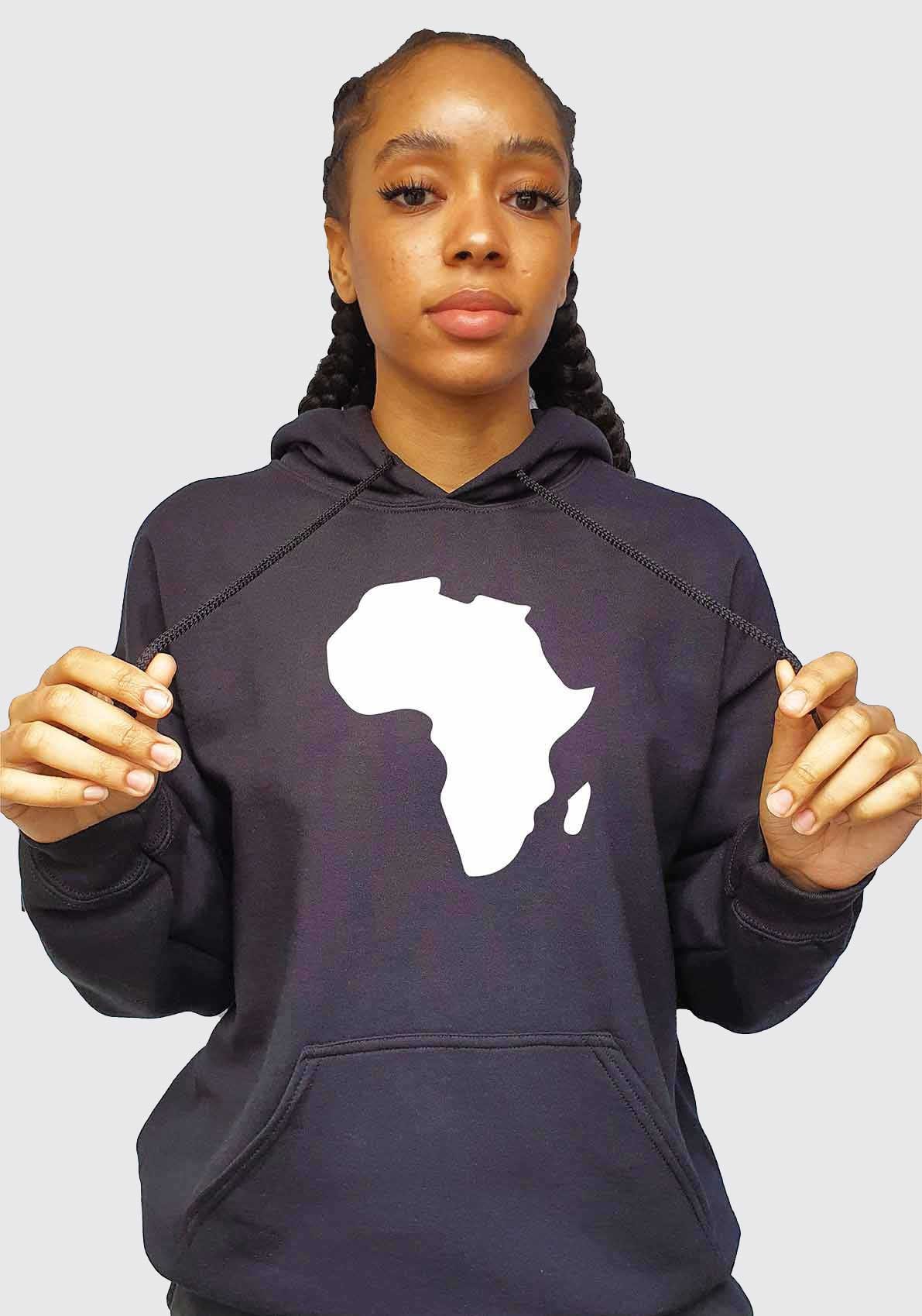 Damen Hoodie Mit Weißer Vinyl Karte Afrikas - Hoodie, Kapuzenpullover, Positives Shirt, Trendy Sweatshirt Pullover von Nyagua