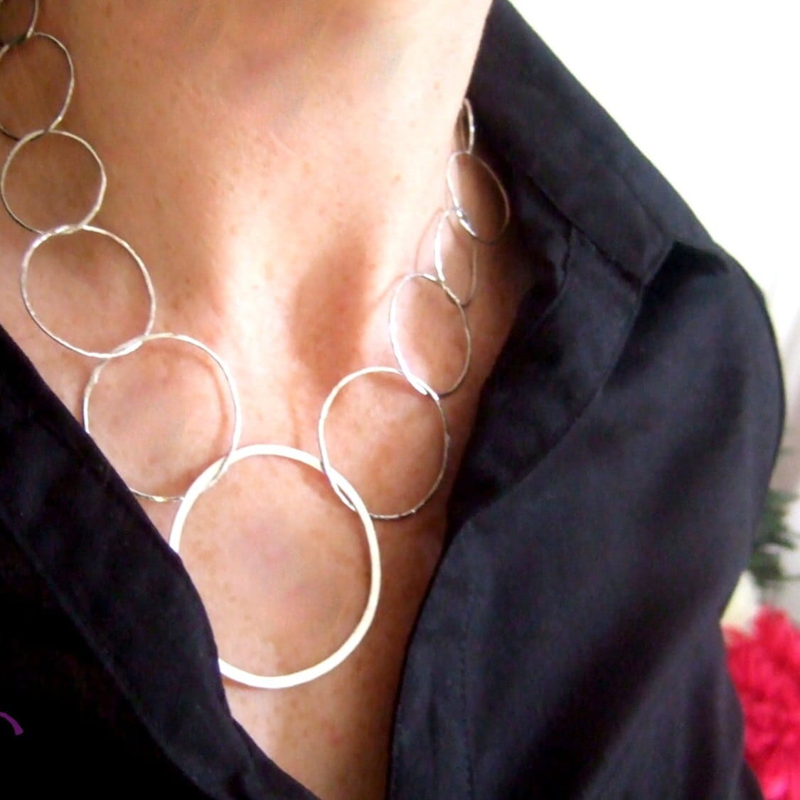 Handgemachte Grosse Hoop Halskette Sterling Silber Handgemachte Grosse Hoop Halskette Sterling Silber von NyakiPunkJewellery