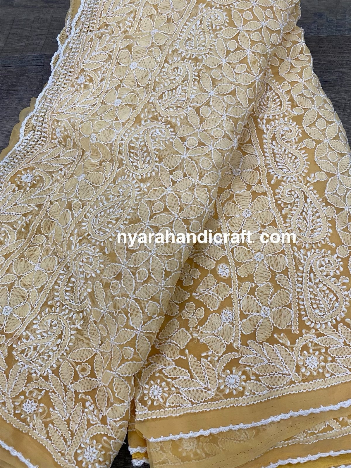 Chikankari Saree Auf Georgette/Schwere Stickerei Petticoat Enthalten Kostenloser Versand in Us von NyaraHandicraft