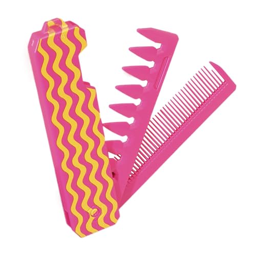 Nybhyjka Breiter Zahnkamm | Herren-Stylingkamm mit breiten und feinen Zähnen | Entwirrungs-Styling-Werkzeug, faltbare Haarbürste für Frauen und Mädchen, tägliche Fellpflege und Kämmen von Nybhyjka