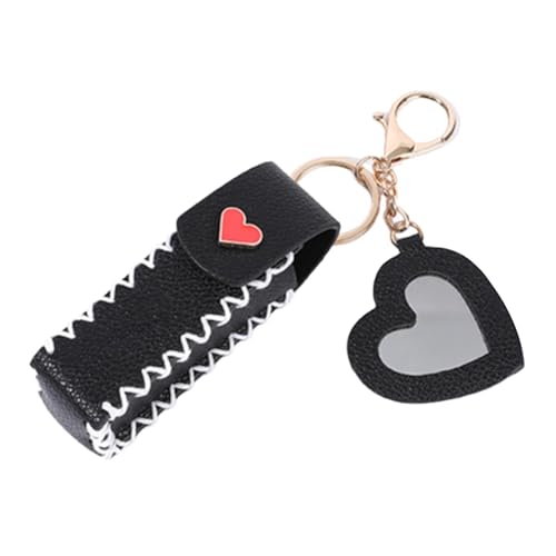 Nybhyjka Damen Lippenstift Halter, Tragbarer PU Leder Lippenbalsam Halter, Ergonomische Gürtelschnalle Design Lippenstift Halter für Lippenbalsam Lipgloss, Schwarz, Refer to Description, Uni von Nybhyjka