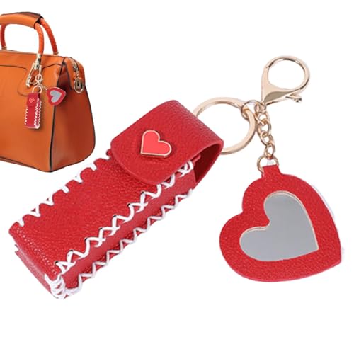 Nybhyjka Damen Lippenstift Halter, Tragbarer PU Leder Lippenbalsam Halter, Ergonomische Gürtelschnalle Design Lippenstift Halter für Lippenbalsam Lipgloss, rot, Refer to Description, Uni von Nybhyjka