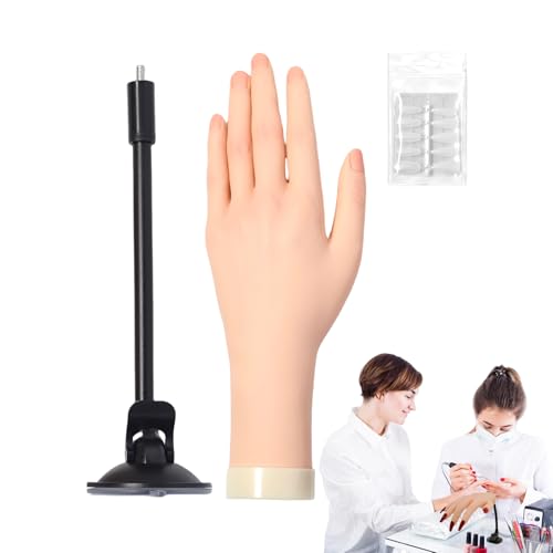 Nybhyjka Künstliche Hand für Nägel – Maniküre-Handübung – Silikon-Fingermodell mit -Kleber, Saugnapf, Anfängerfreundlich für Schülerausbildung, Frauen, Salon-Demonstration von Nybhyjka
