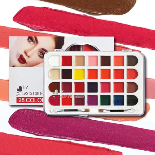 Nybhyjka Lidschatten-Palette – Make-up für Lippen | 28 Farben wasserfest – langanhaltendes Make-up mit Lipgloss und Rouge für Frauen und Jugendliche von Nybhyjka