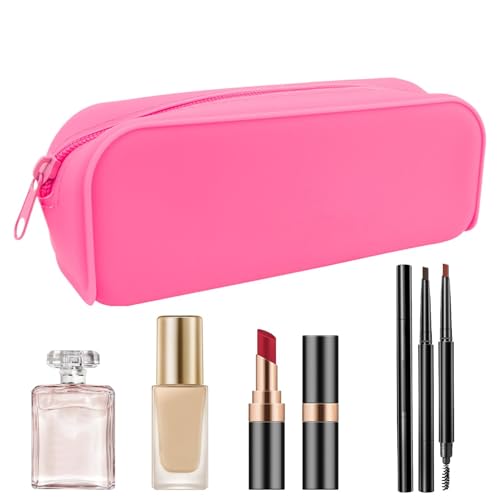 Nybhyjka Silikon -Reißverschluss -Bleistiftbeutel, Silikon -Make -up -Tasche - Ästhetischer Speicherfallpensthalter - Multifunktionale Zipper -Schreibwaren -Speichertasche für Frauen, Studenten, von Nybhyjka