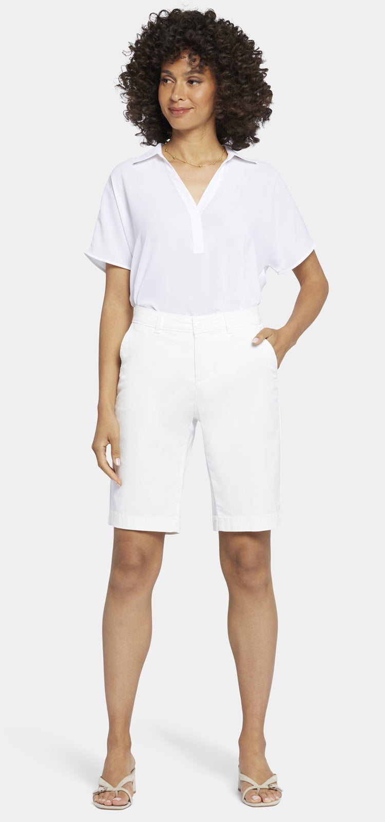 Bermuda Short Weiß Stretch-Twill | Optic White von Nydj