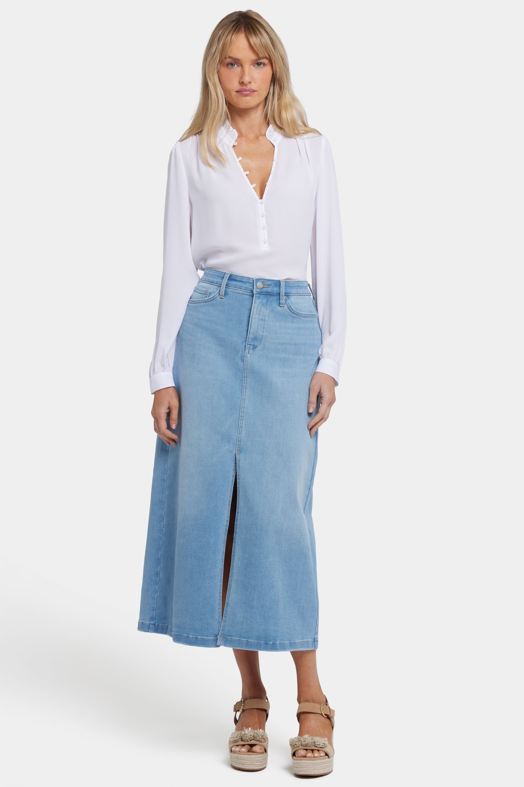 Hohe Taille Langer Rock mit Mittelschlitz vorne | Canary Beach von Nydj