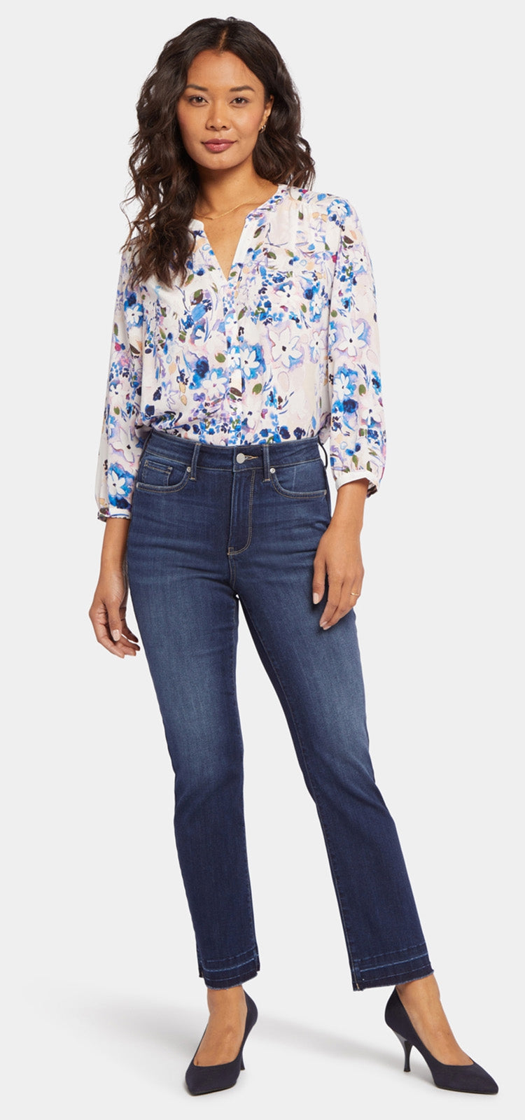 High Rise Marilyn Straight Ankle Jeans Dunkelblau Premium Denim | Wonderland von Nydj