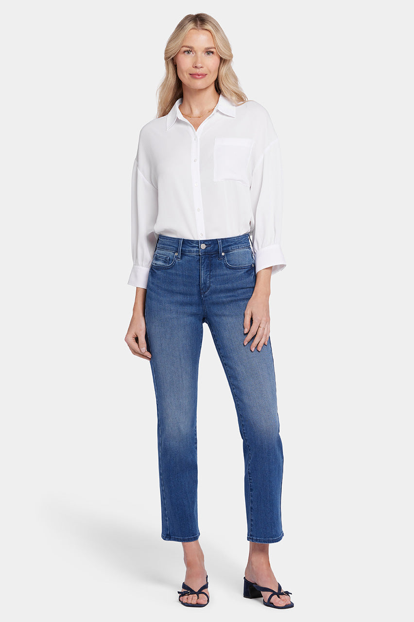 High Rise Marilyn Straight Ankle Jeans Mittelblau Premium Denim | Blue island von Nydj