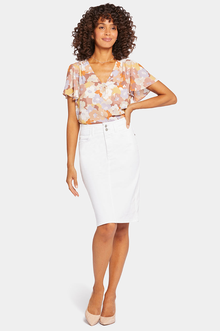 High Rise Skirt Weiß Farbiger Denim | Optic White von Nydj