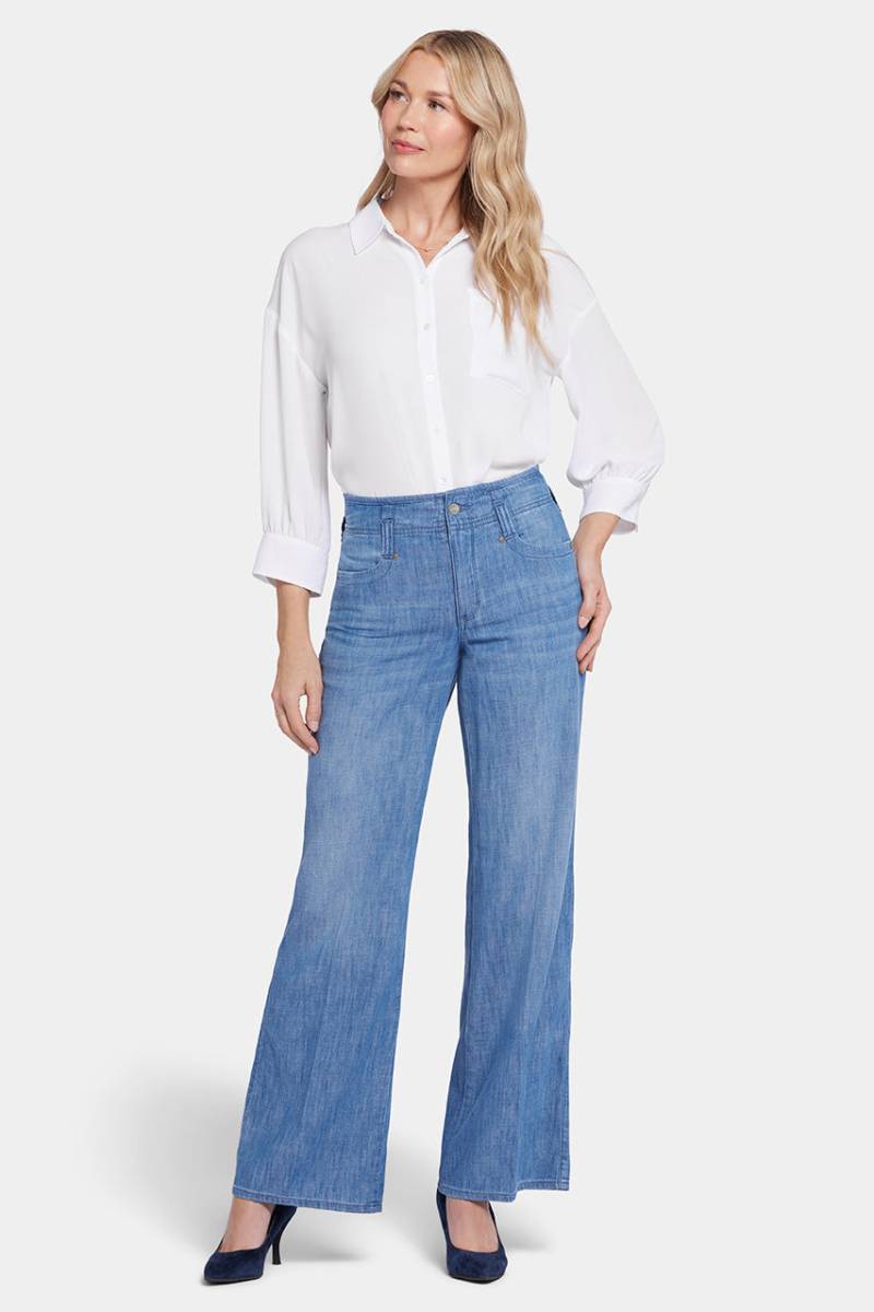 High Rise Teresa Wide Leg Jeans Mittelblau Premium Denim | Corfu von Nydj