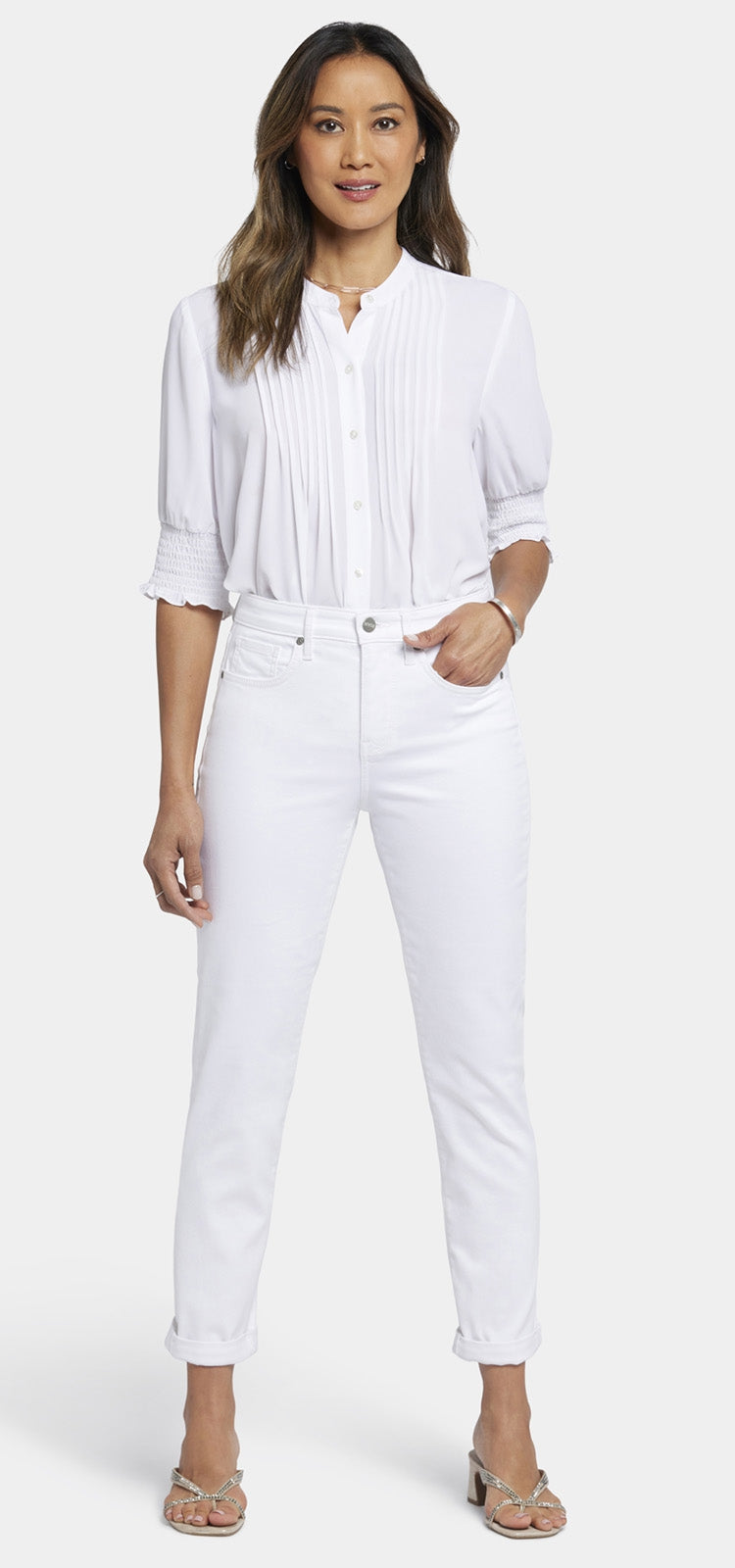 Margot Girlfriend Jeans Weiß Farbiger Denim | Optic White von Nydj