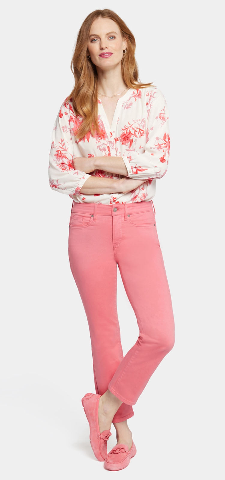 Marilyn Straight Ankle Jeans Rosa Premium Denim | Pink Punch von Nydj
