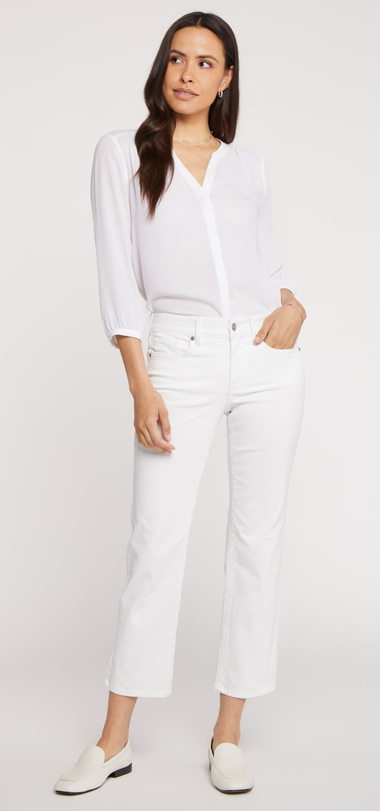 Marilyn Straight Ankle Jeans Weiß Farbiger Denim | Optic White von Nydj