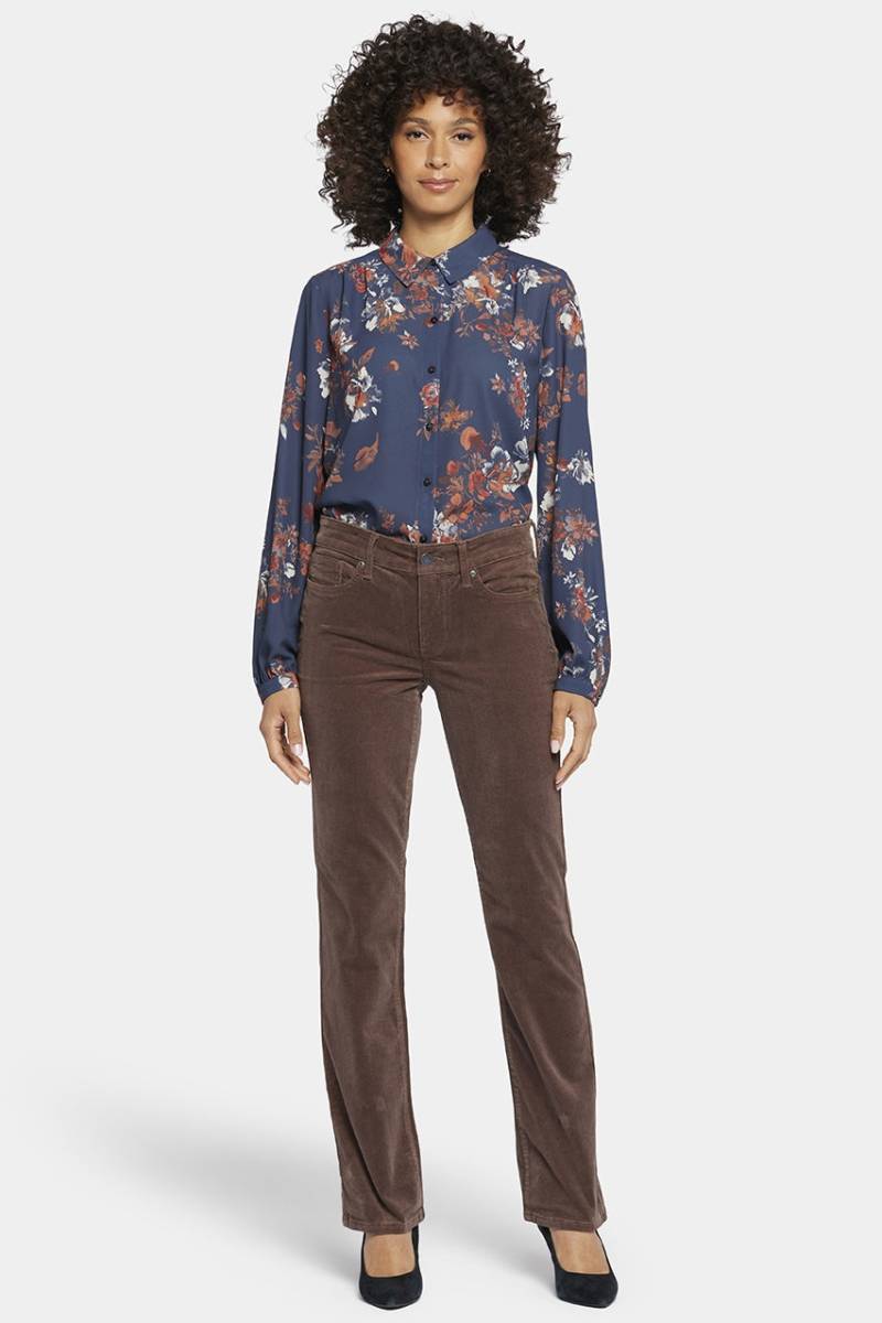 Marilyn Straight Kord Hose Dunkelbraun | Mink von Nydj