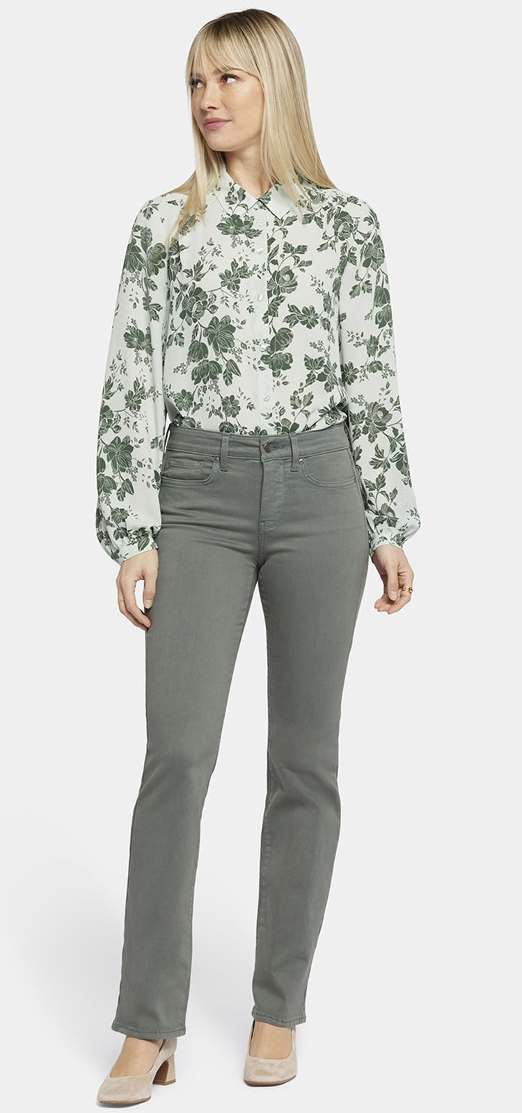 Marilyn Straight Jeans Grün Farbiger Denim | Sage Leaf von Nydj