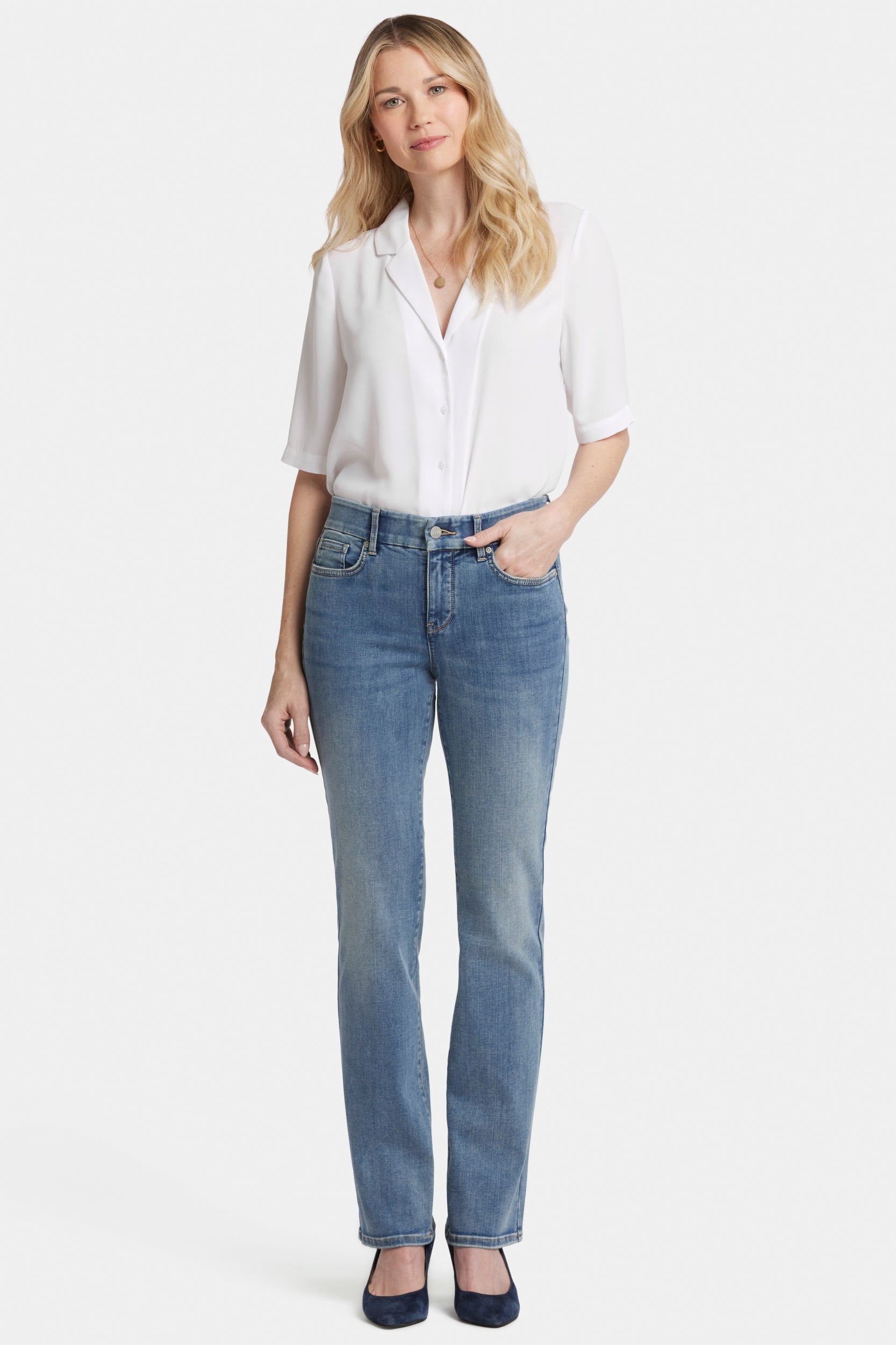Marilyn Straight Jeans Mittelblau Waist-Match™ Denim | Indigo Stream von Nydj