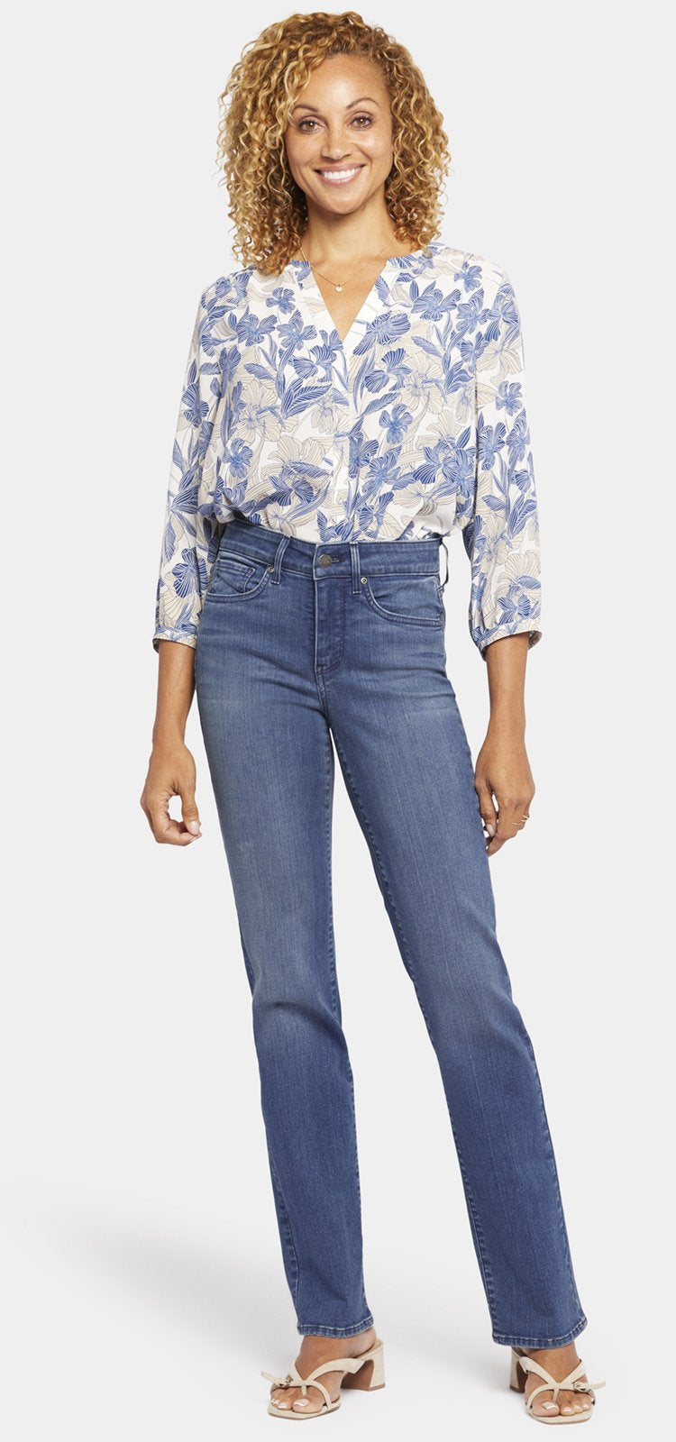 Marilyn Straight Jeans Mittelblau Premium Denim | Rendezvous Marilyn Straight Jeans Mittelblau Premium Denim | Rendezvous von Nydj