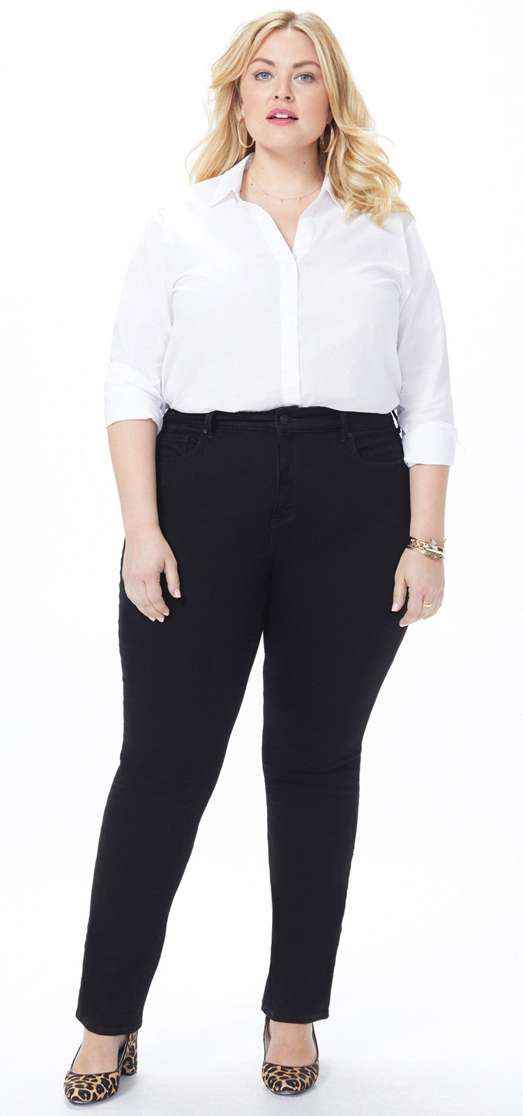 Marilyn Straight Jeans Plus Schwarzen Premium Denim | Black von Nydj