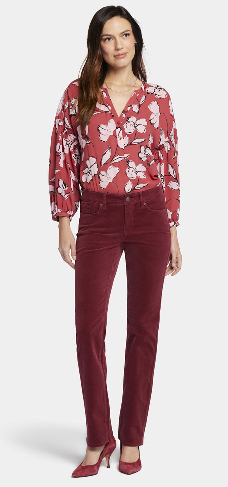 Marilyn Straight Jeans Rot Cord | Cranberry Pie von Nydj