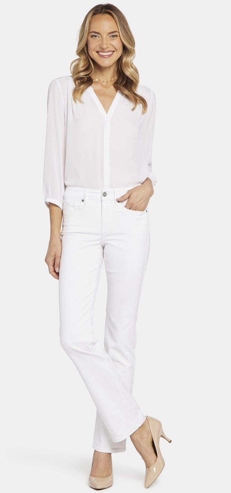 Marilyn Straight Jeans Weiẞ Premium Denim (Petite) | Optic White von Nydj