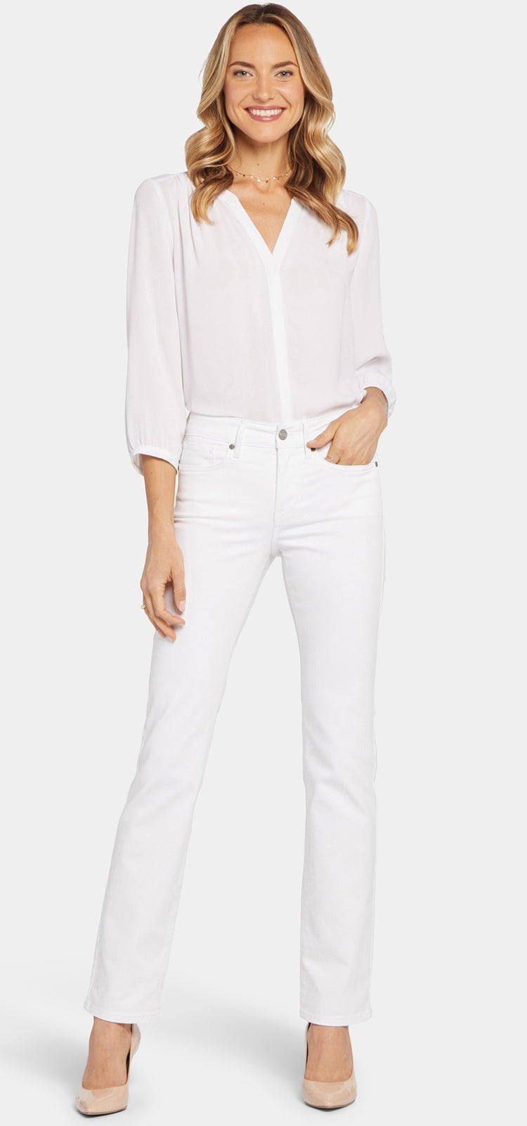 Marilyn Straight Jeans Weiß Farbiger Denim | Optic White von Nydj