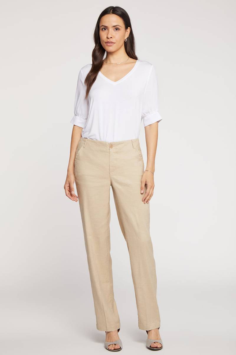 Marilyn Trouser Beige Stretch-Leinen | Straw von Nydj