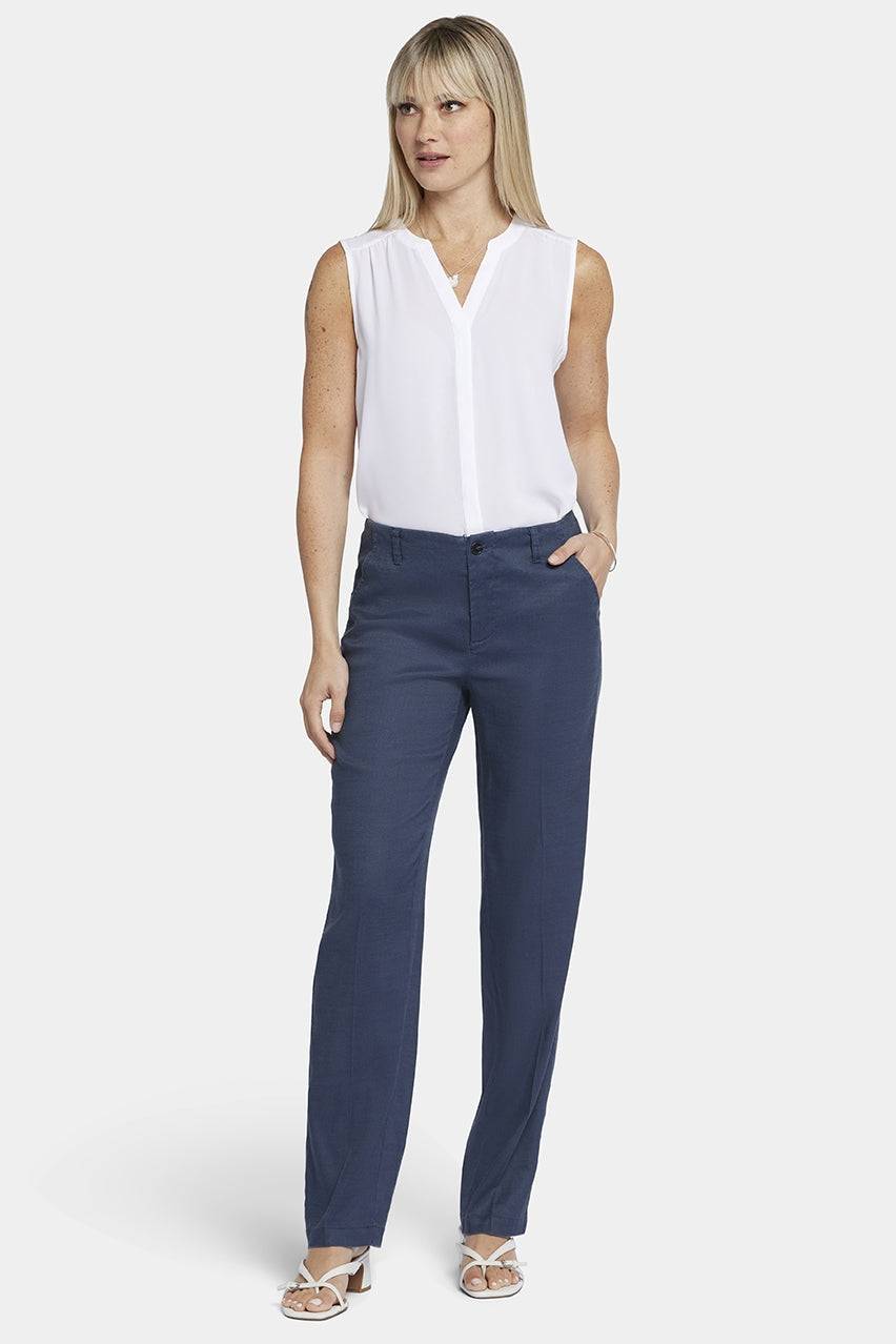 Marilyn Straight Pants aus Stretch-Leinen | Oxford Navy von Nydj