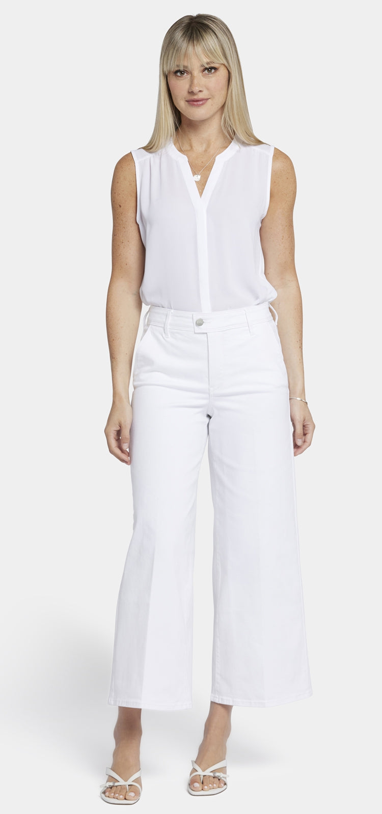 Mona Wide Leg Trouser Ankle Jeans Weiß Farbiger Denim | Optic White von Nydj