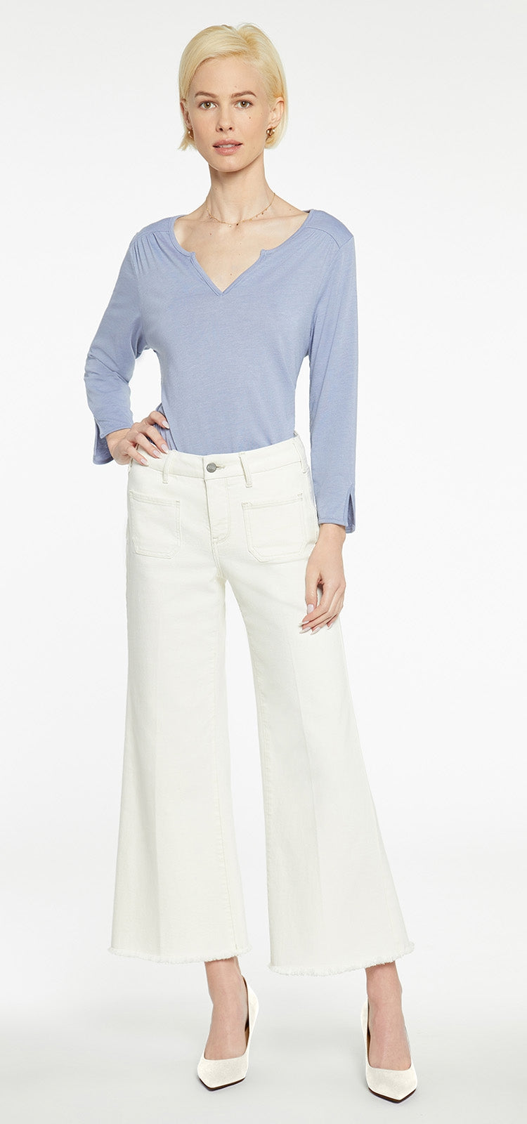 Patchie Wide Leg Ankle Jeans Weiß | Carson von Nydj