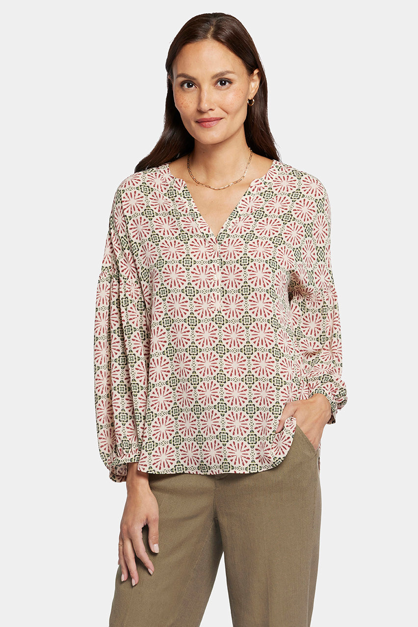 Paulina Peasant Blouse Grafischer Druck | Georgios Geo von Nydj