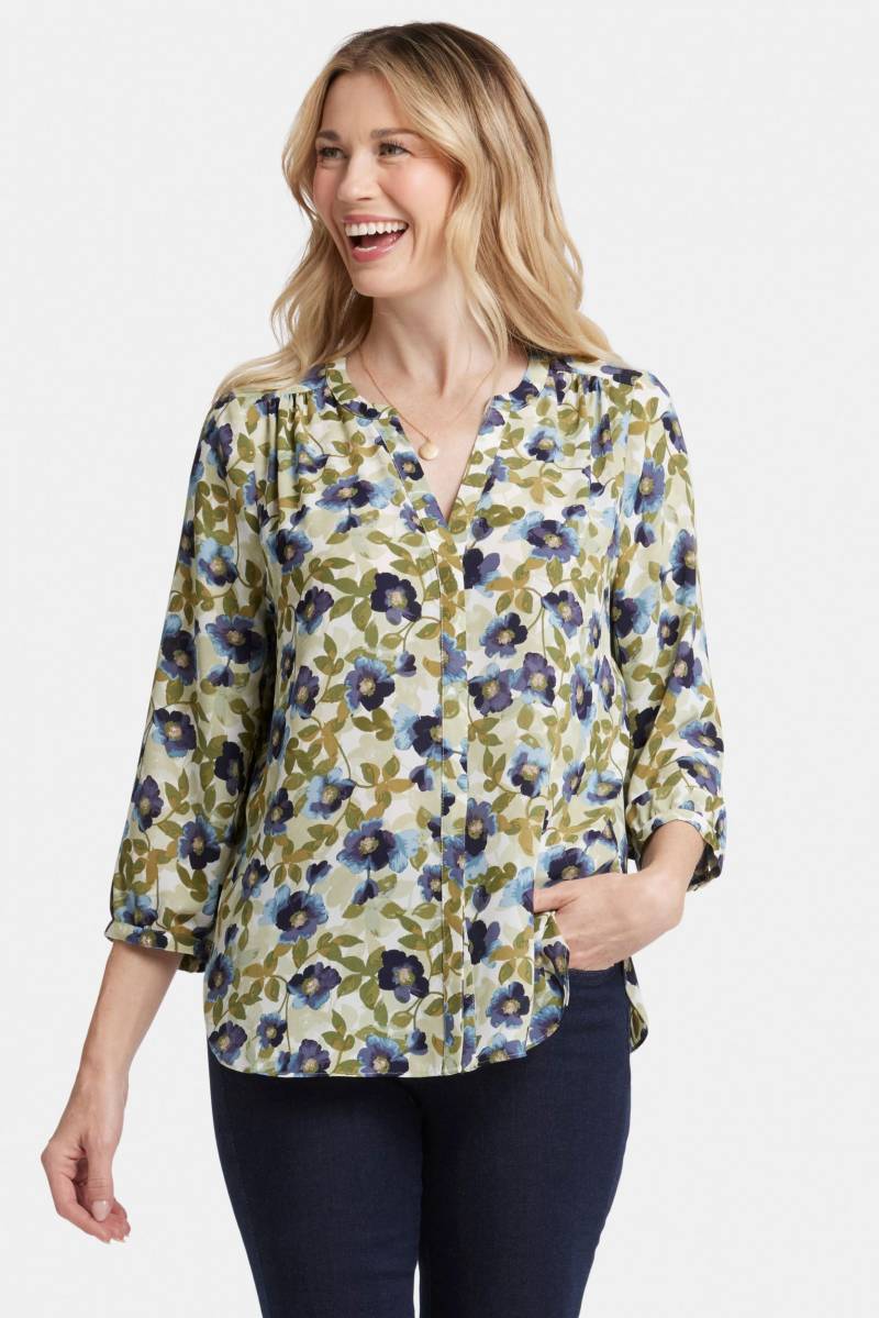 Pintuck Blouse Blumendruck | Indigo Blooms von Nydj
