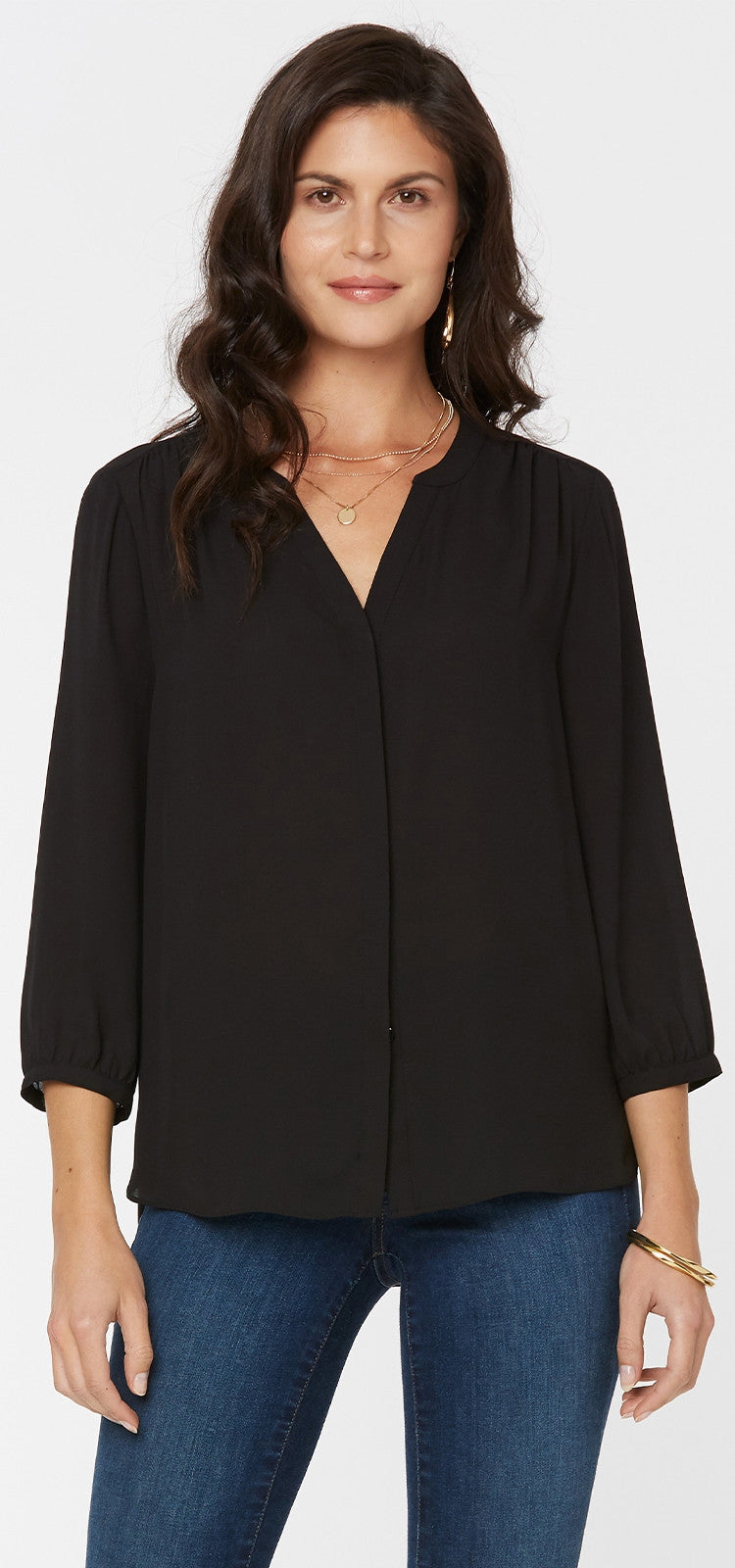 Pintuck Blouse Schwarz | Black von Nydj