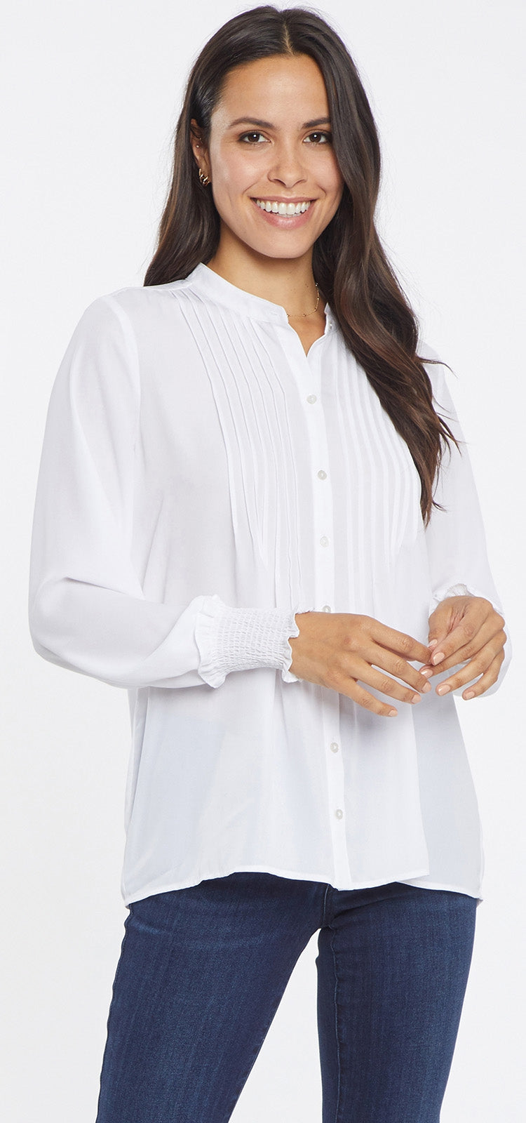 Pleated Peasant Blouse Weiß | Optic White von Nydj