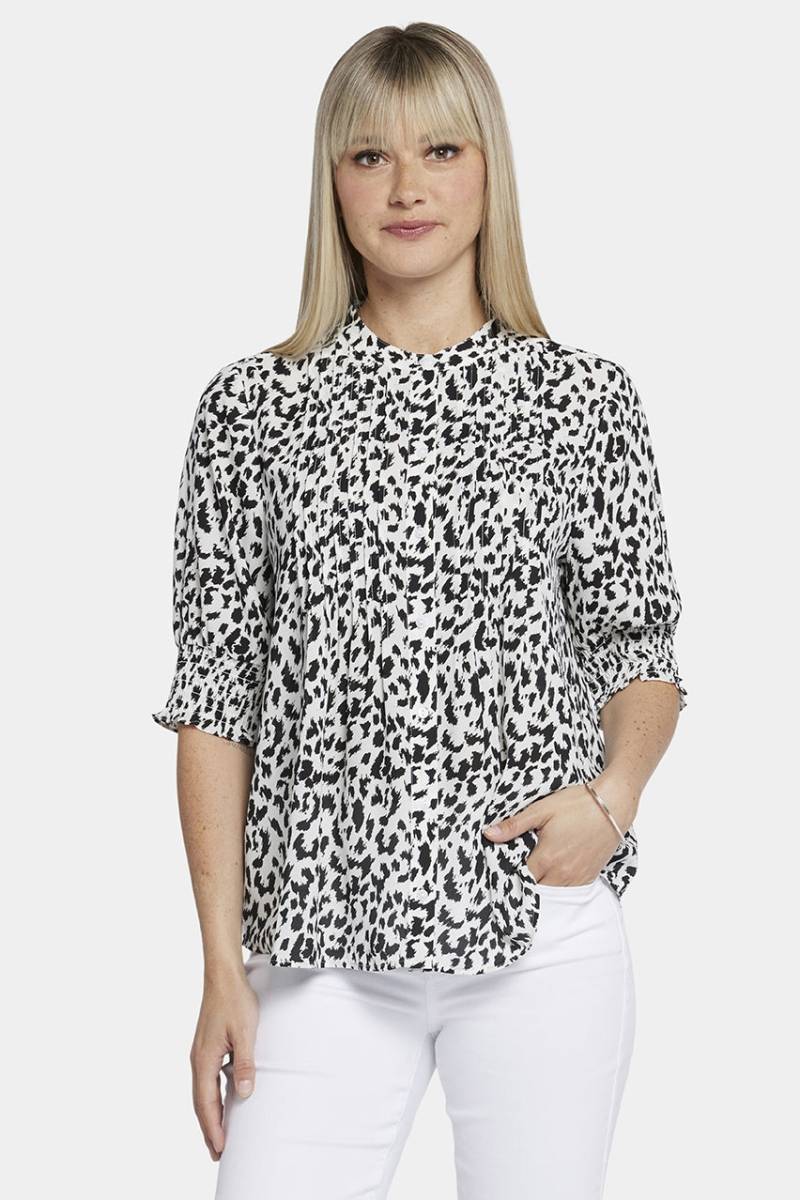Pleated Short Sleeved Blouse Tierprint | Gato von Nydj