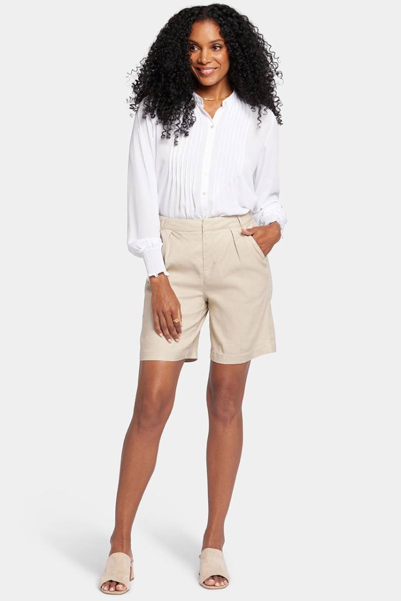 Relaxed Short Beige Stretch-Leinen | Feather von Nydj