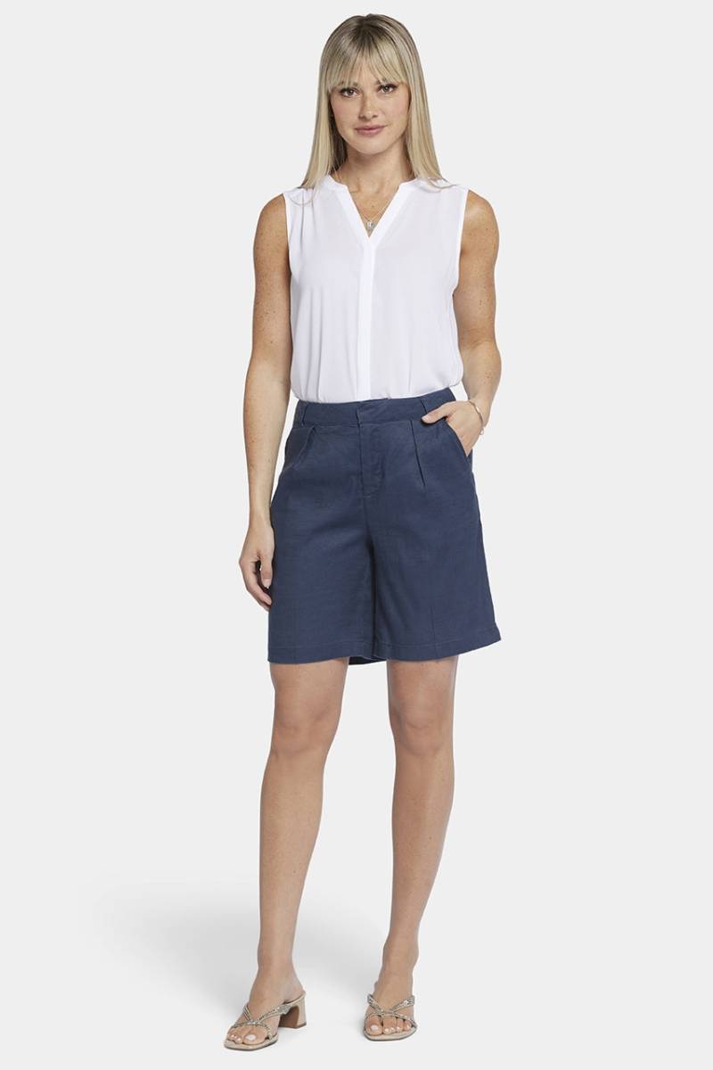 Entspannte Shorts aus Stretch-Leinen | Oxford Navy von Nydj