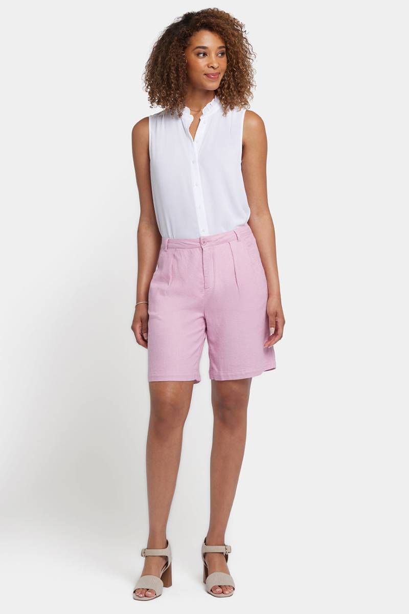 Entspannte Shorts in Stretch-Leinen | Pink Nectar von Nydj