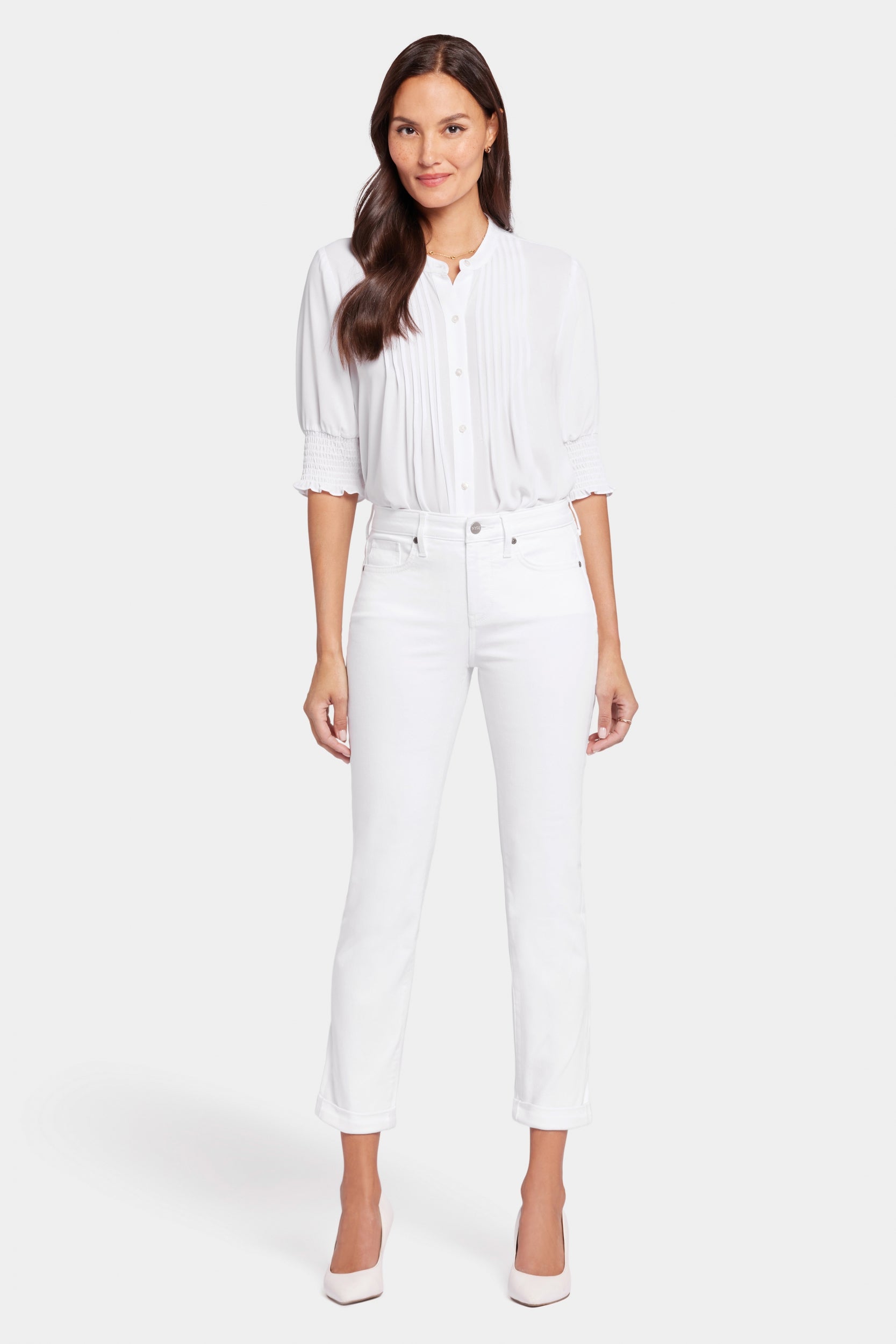 Sheri Slim Ankle Jeans mit umgeschlagenen Manschetten | Optic White Sheri Slim Ankle Jeans mit umgeschlagenen Manschetten | Optic White von Nydj