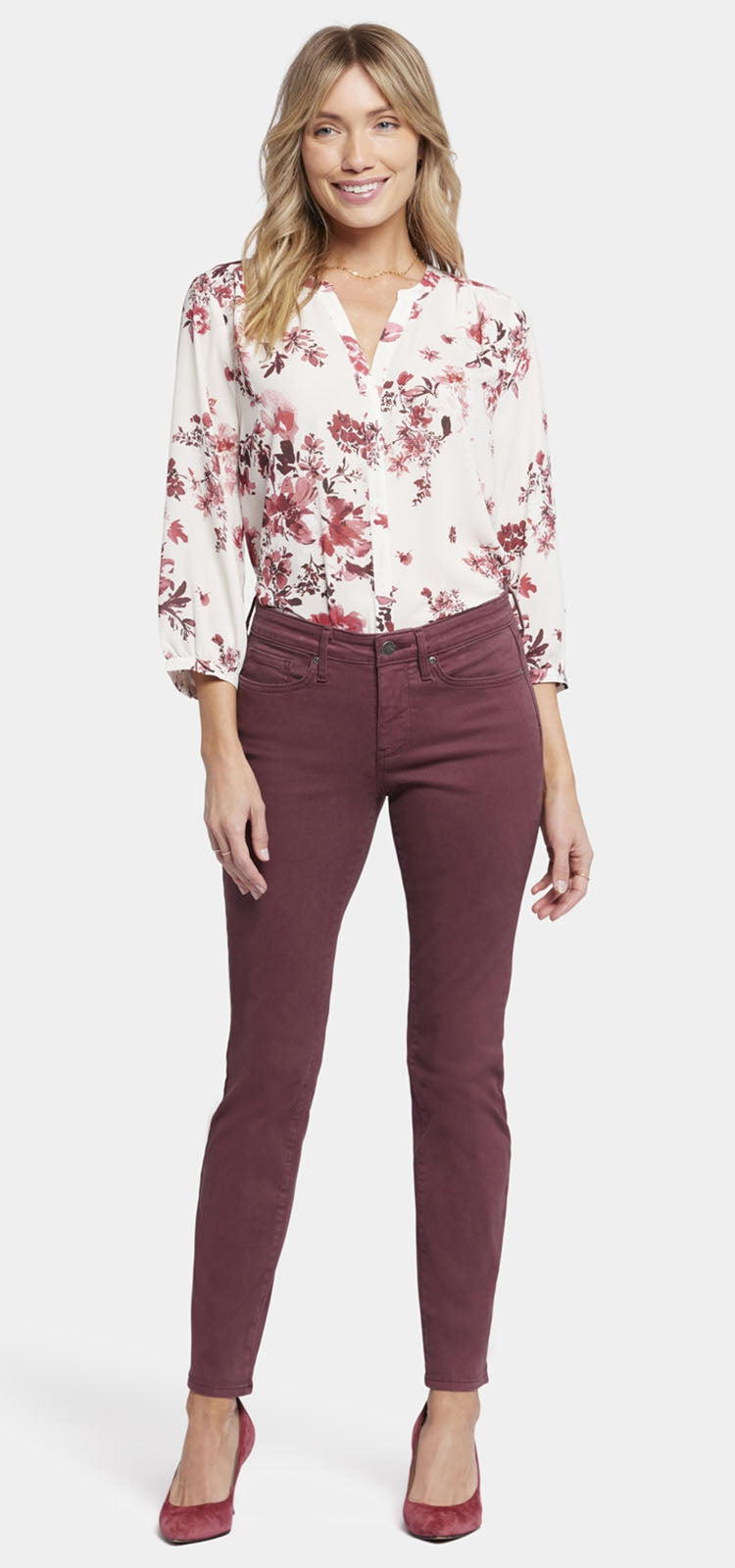 Sheri Slim Jeans Dunkelrot Farbiger Denim | Dark Cherry von Nydj