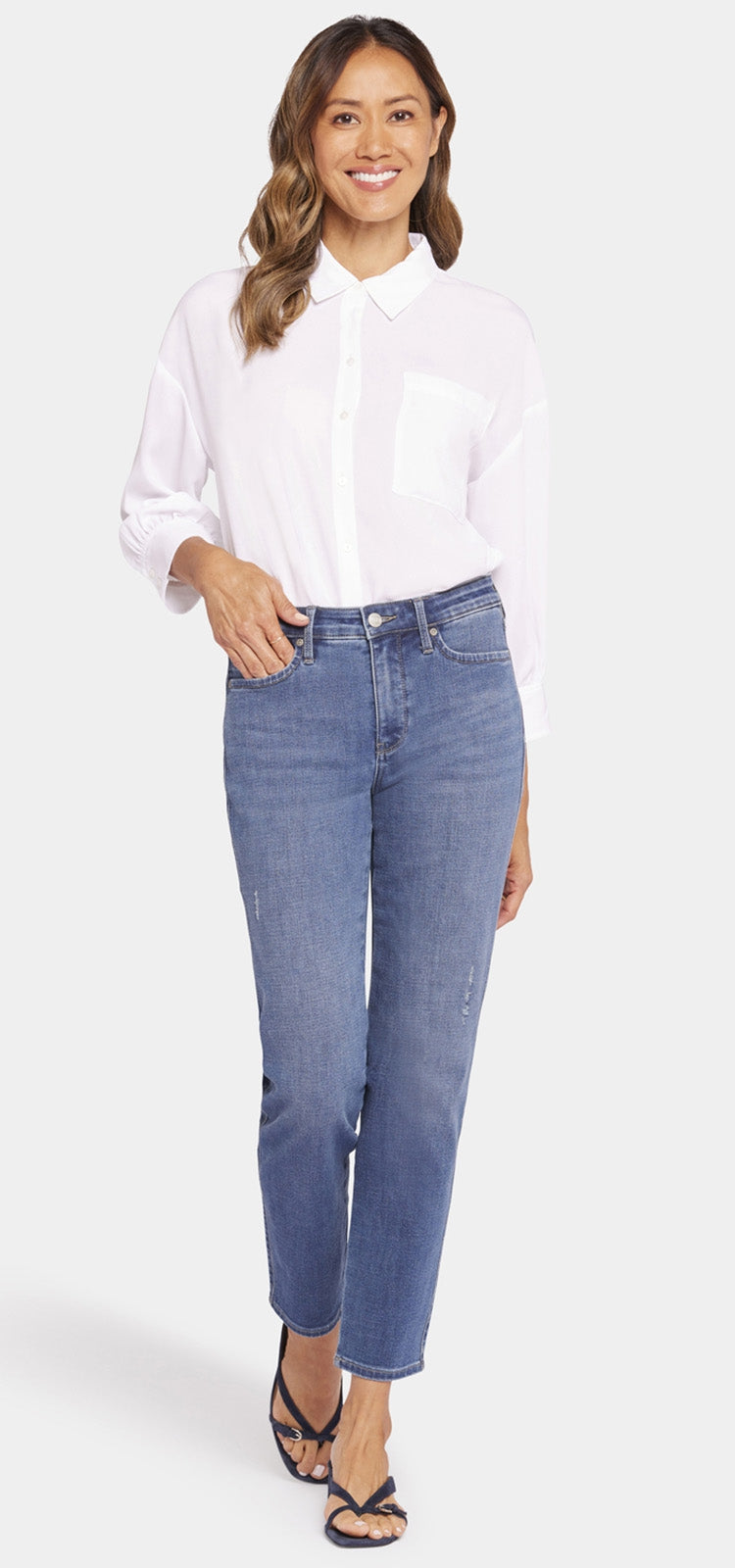 Stella Tapered Ankle Jeans Mittelblau Premium Denim | Adore von Nydj